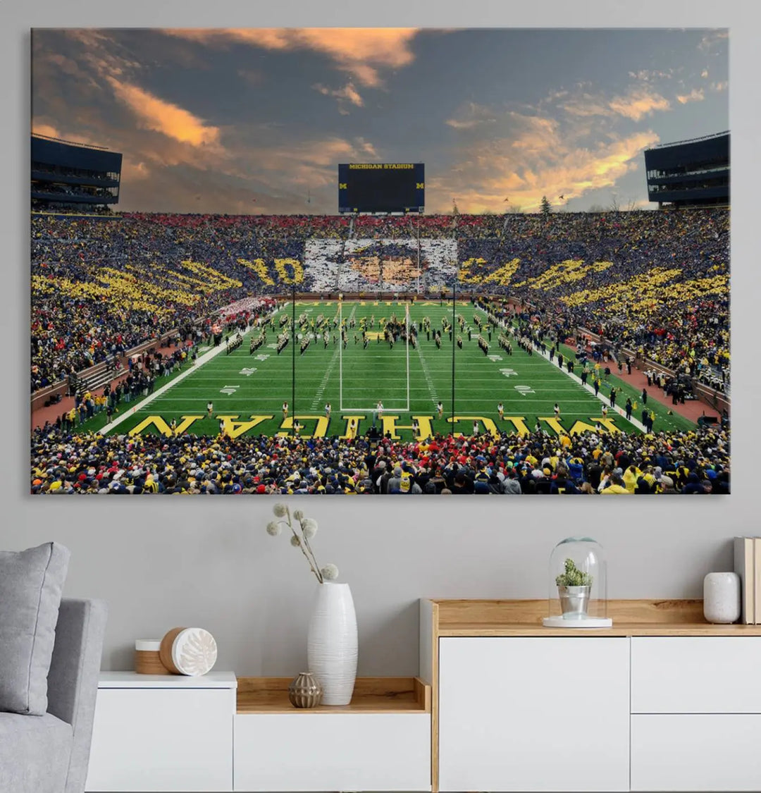 University of Michigan Wolverines Football Team Print - Ann Arbor Michigan Stadium Wall Art Canvas Print