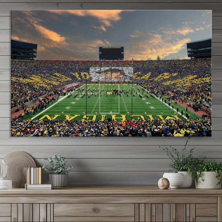 University of Michigan Wolverines Football Team Print - Ann Arbor Michigan Stadium Wall Art Canvas Print