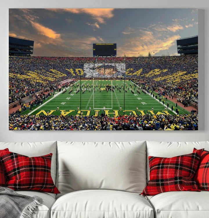 University of Michigan Wolverines Football Team Print - Ann Arbor Michigan Stadium Wall Art Canvas Print