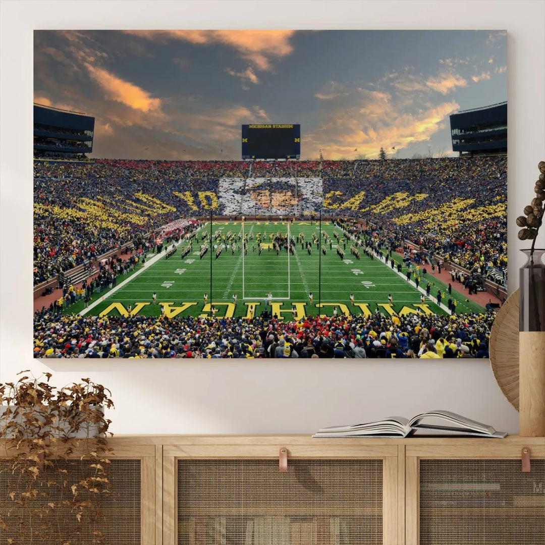 University of Michigan Wolverines Football Team Print - Ann Arbor Michigan Stadium Wall Art Canvas Print