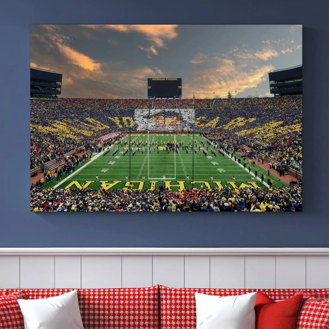 University of Michigan Wolverines Football Team Print - Ann Arbor Michigan Stadium Wall Art Canvas Print