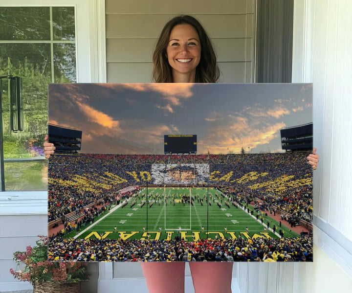 University of Michigan Wolverines Football Team Print - Ann Arbor Michigan Stadium Wall Art Canvas Print