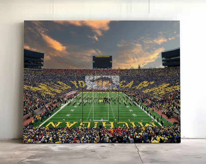 University of Michigan Wolverines Football Team Print - Ann Arbor Michigan Stadium Wall Art Canvas Print