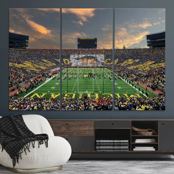 University of Michigan Wolverines Football Team Print - Ann Arbor Michigan Stadium Wall Art Canvas Print