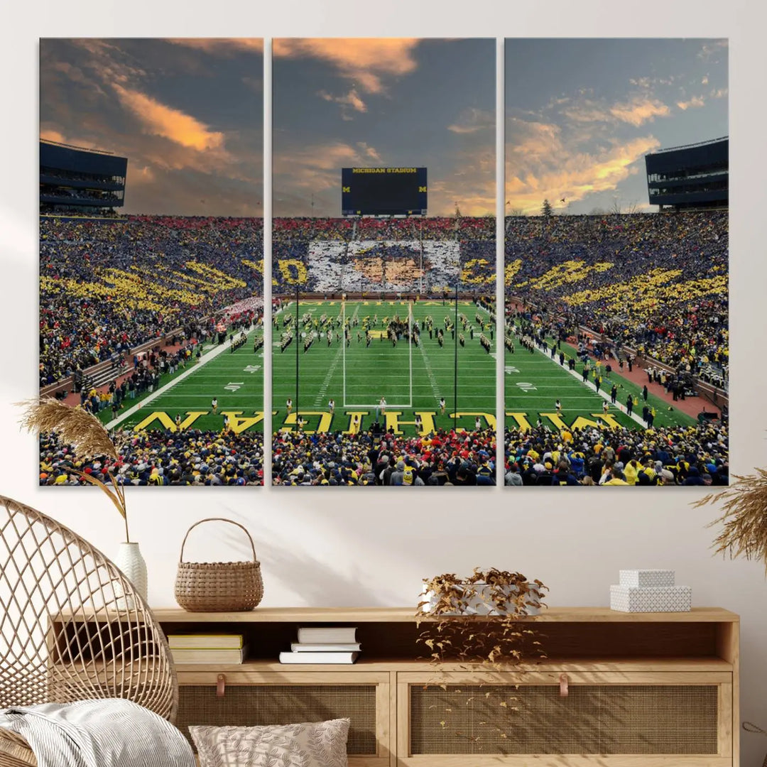 University of Michigan Wolverines Football Team Print - Ann Arbor Michigan Stadium Wall Art Canvas Print