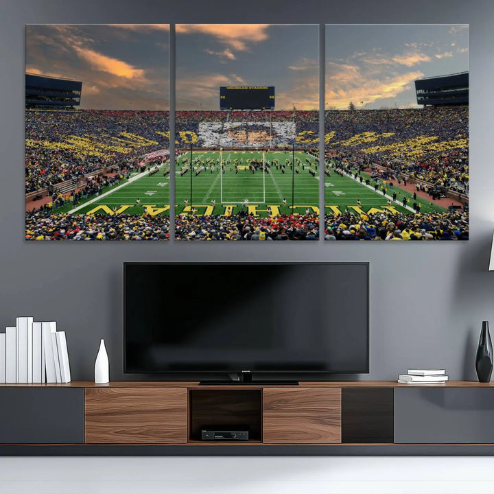 University of Michigan Wolverines Football Team Print - Ann Arbor Michigan Stadium Wall Art Canvas Print