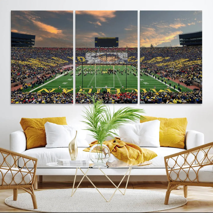 University of Michigan Wolverines Football Team Print - Ann Arbor Michigan Stadium Wall Art Canvas Print