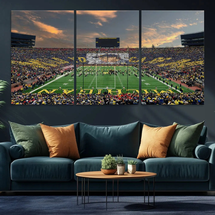 University of Michigan Wolverines Football Team Print - Ann Arbor Michigan Stadium Wall Art Canvas Print