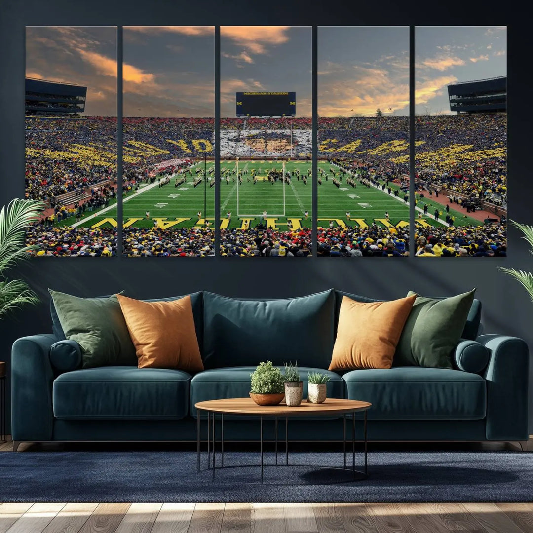 University of Michigan Wolverines Football Team Print - Ann Arbor Michigan Stadium Wall Art Canvas Print