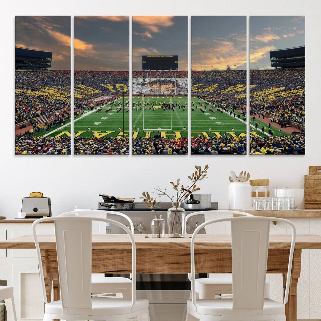 University of Michigan Wolverines Football Team Print - Ann Arbor Michigan Stadium Wall Art Canvas Print