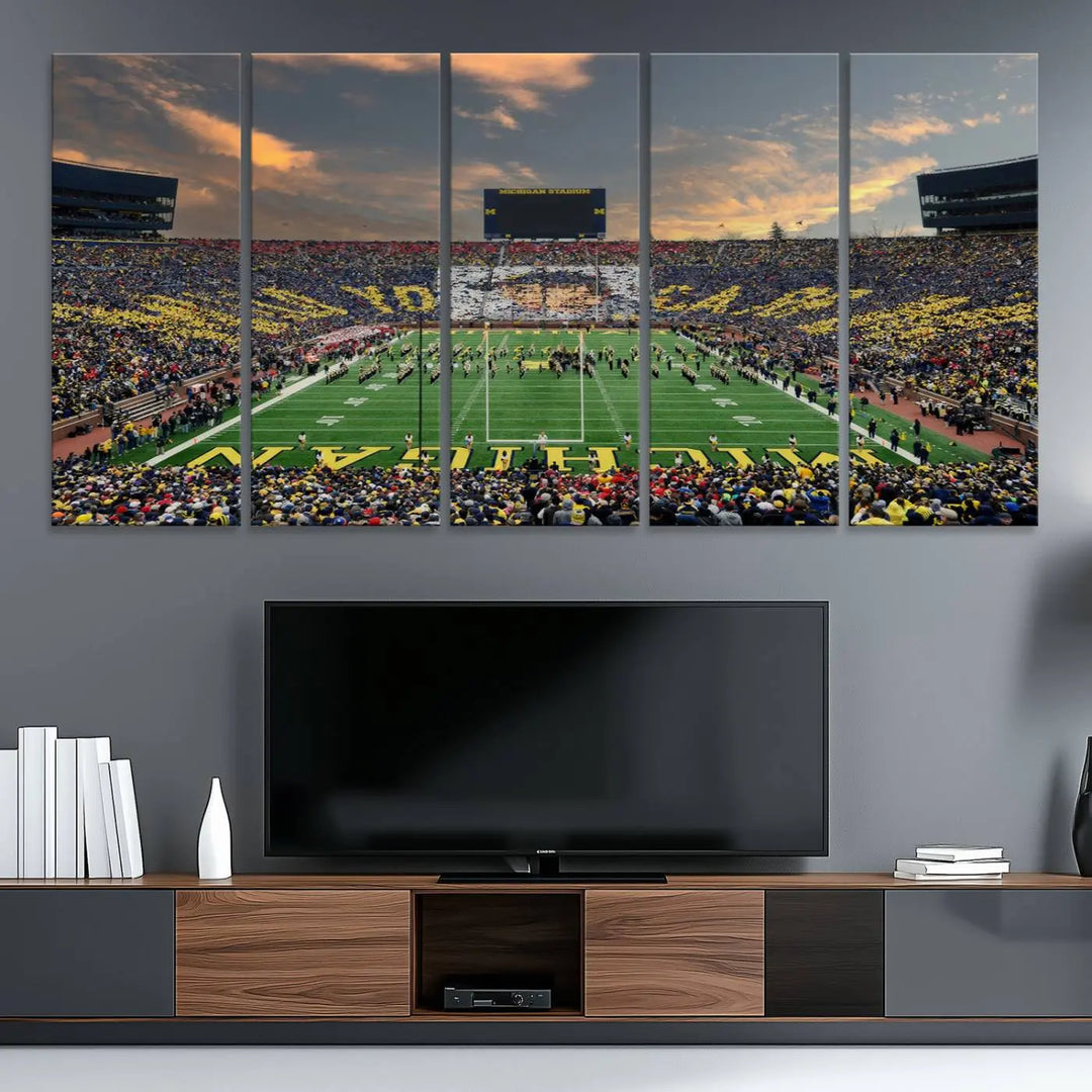 University of Michigan Wolverines Football Team Print - Ann Arbor Michigan Stadium Wall Art Canvas Print