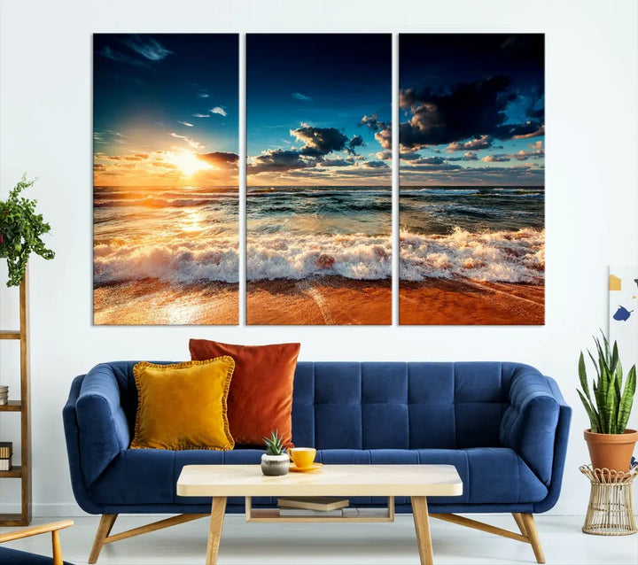 Wonderful Sunset and Beach Large Canvas Wall Art Giclee Print