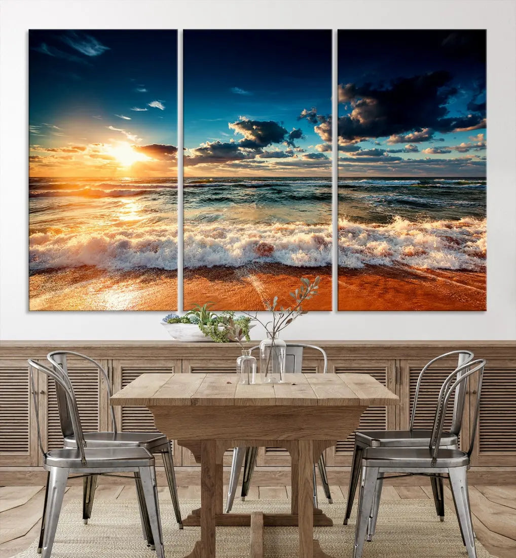 Wonderful Sunset and Beach Large Canvas Wall Art Giclee Print