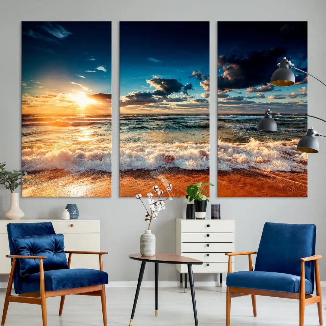 Wonderful Sunset and Beach Large Canvas Wall Art Giclee Print