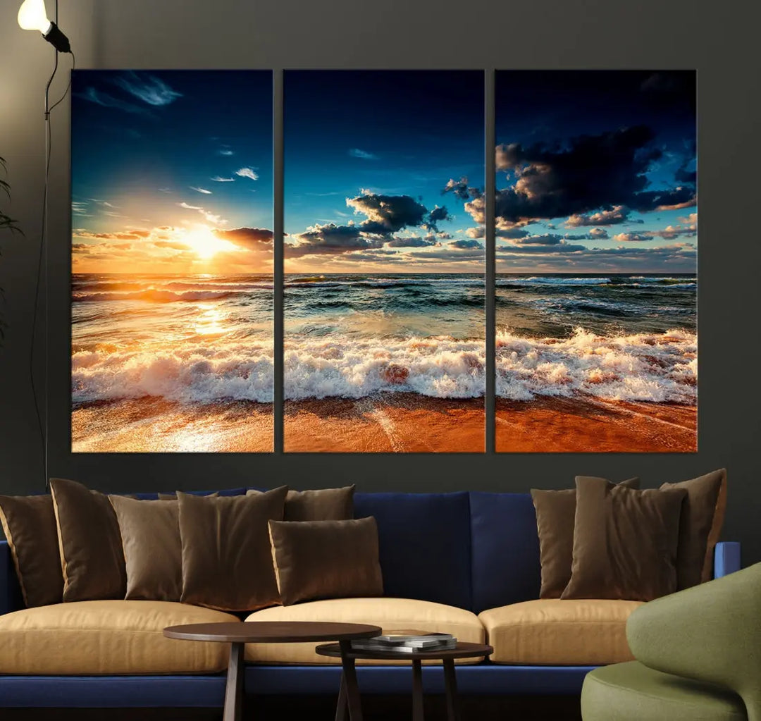 Wonderful Sunset and Beach Large Canvas Wall Art Giclee Print