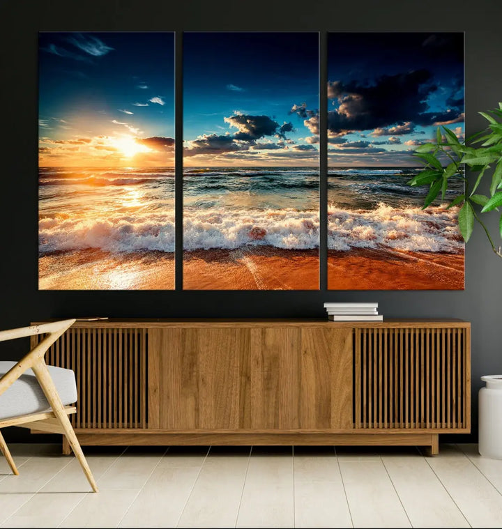 Wonderful Sunset and Beach Large Canvas Wall Art Giclee Print