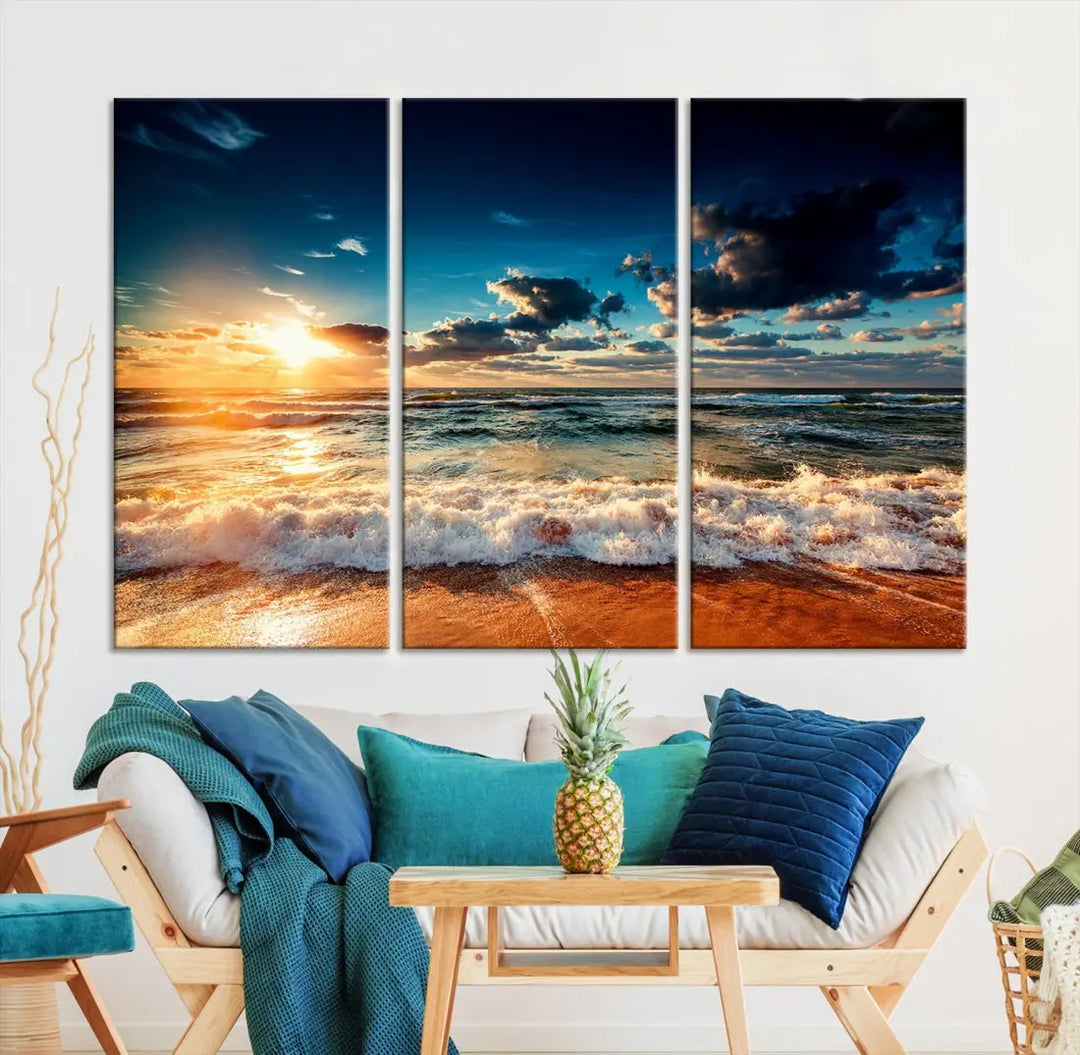 Wonderful Sunset and Beach Large Canvas Wall Art Giclee Print