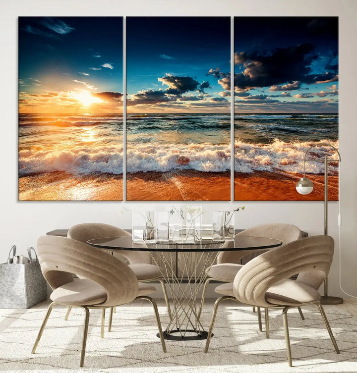 Wonderful Sunset and Beach Large Canvas Wall Art Giclee Print