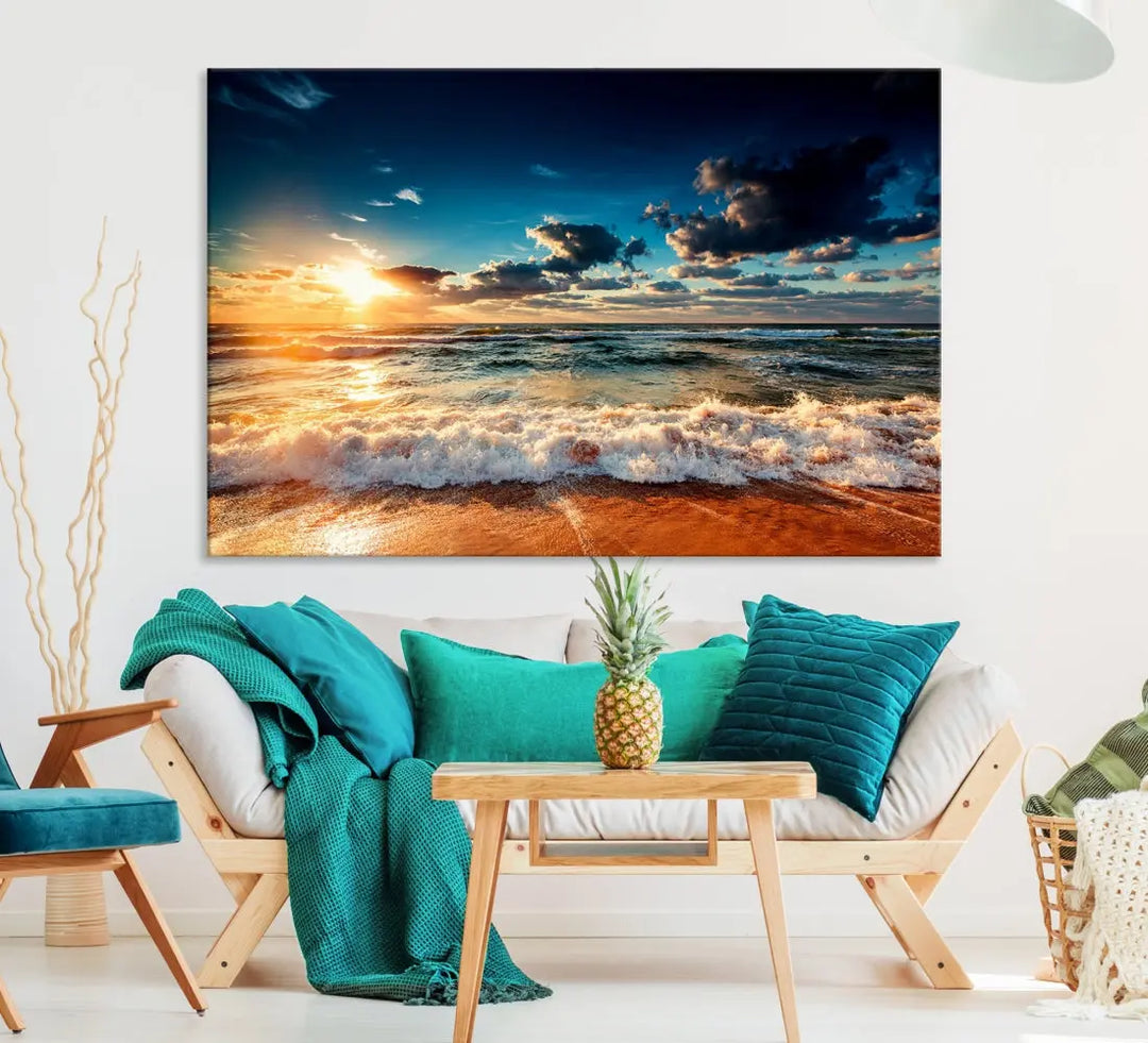 Wonderful Sunset and Beach Large Canvas Wall Art Giclee Print