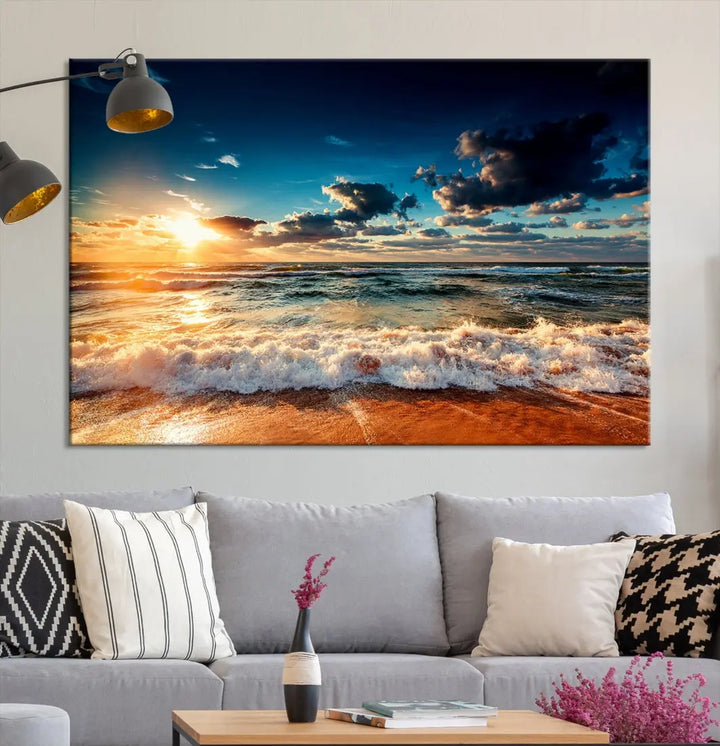 Wonderful Sunset and Beach Large Canvas Wall Art Giclee Print