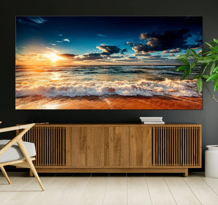 Wonderful Sunset and Beach Large Canvas Wall Art Giclee Print