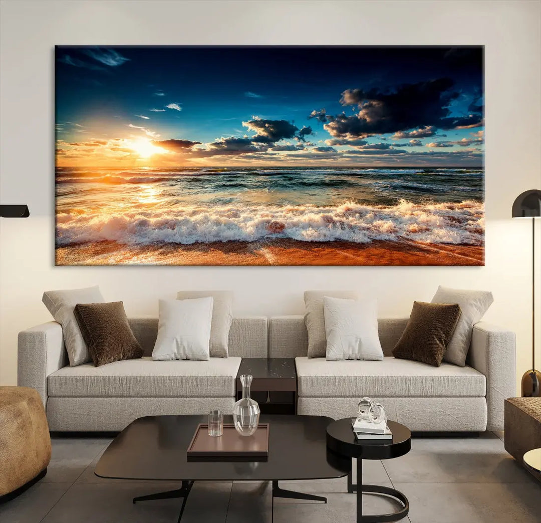 Wonderful Sunset and Beach Large Canvas Wall Art Giclee Print