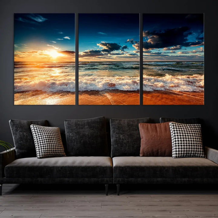 Wonderful Sunset and Beach Large Canvas Wall Art Giclee Print