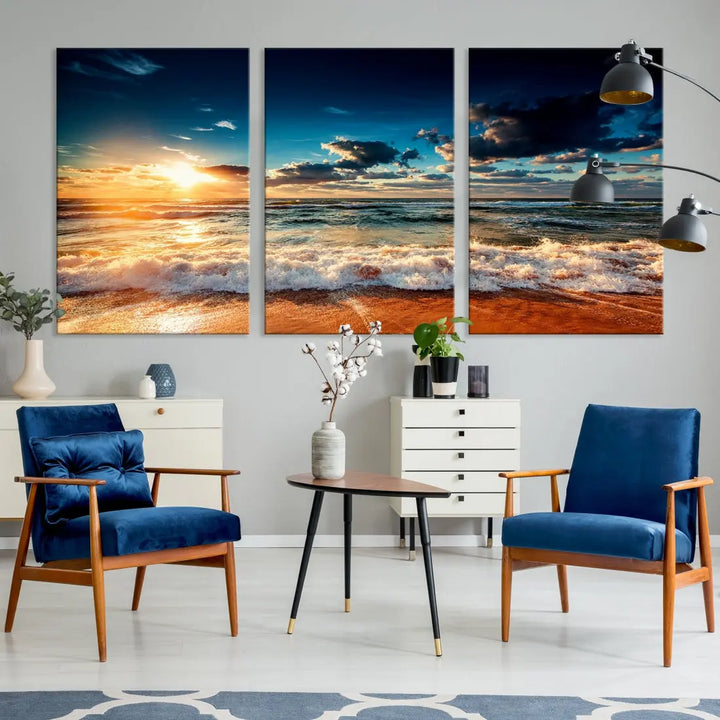 Wonderful Sunset and Beach Large Canvas Wall Art Giclee Print