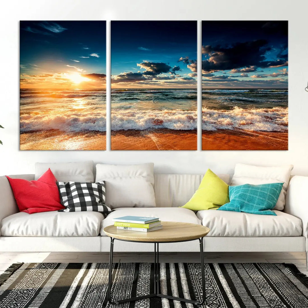 Wonderful Sunset and Beach Large Canvas Wall Art Giclee Print