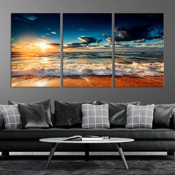 Wonderful Sunset and Beach Large Canvas Wall Art Giclee Print