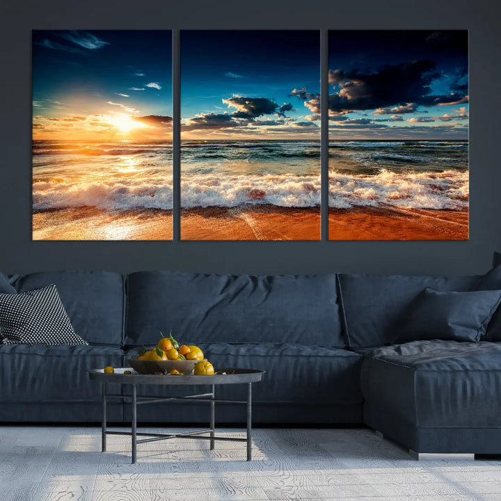 Wonderful Sunset and Beach Large Canvas Wall Art Giclee Print