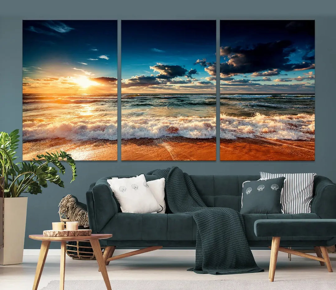 Wonderful Sunset and Beach Large Canvas Wall Art Giclee Print