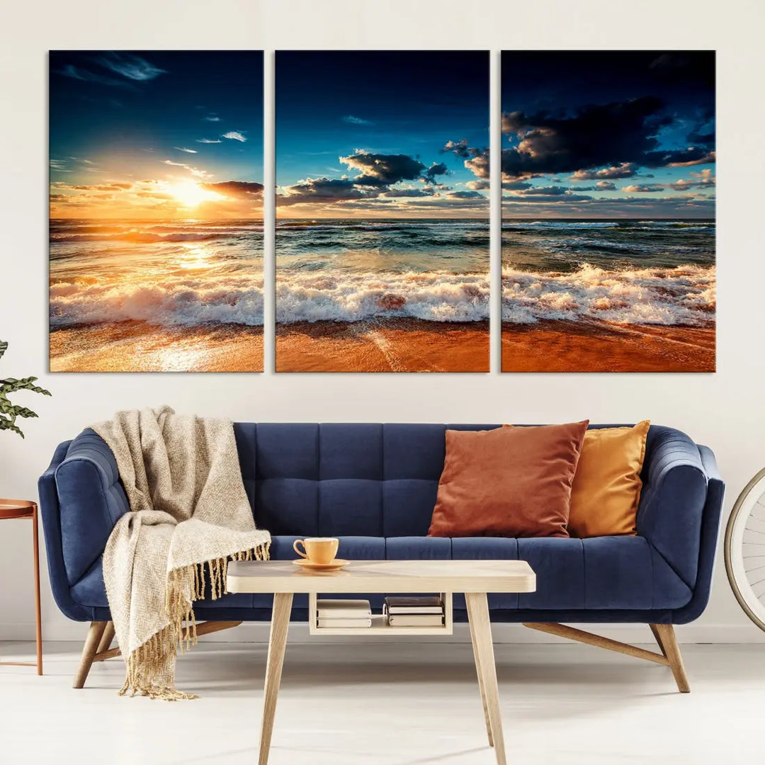 Wonderful Sunset and Beach Large Canvas Wall Art Giclee Print