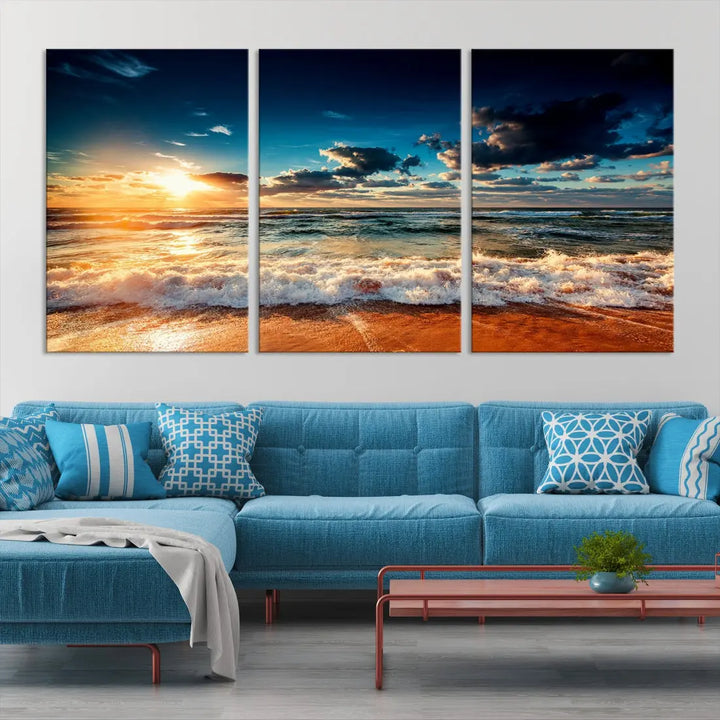 Wonderful Sunset and Beach Large Canvas Wall Art Giclee Print