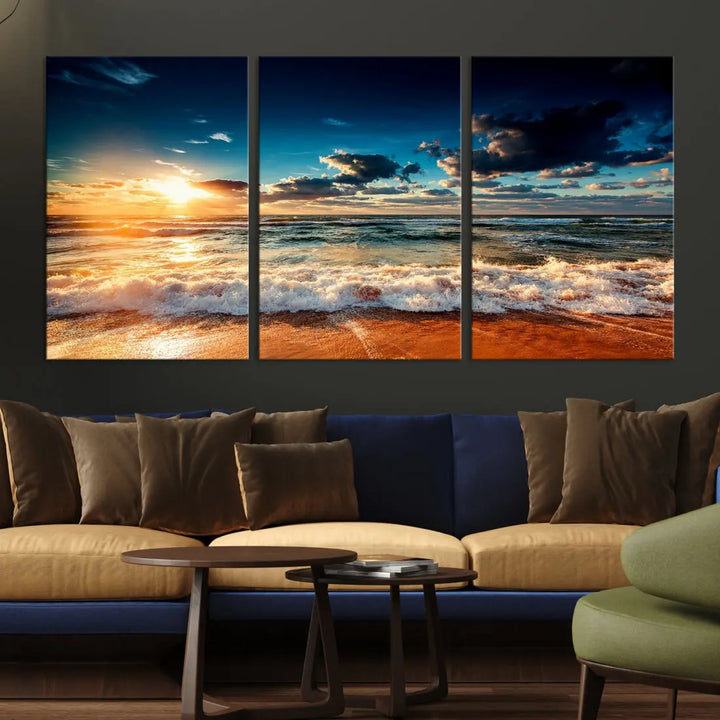 Wonderful Sunset and Beach Large Canvas Wall Art Giclee Print