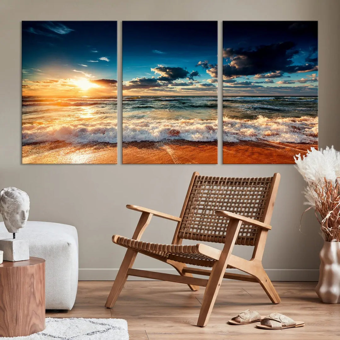 Wonderful Sunset and Beach Large Canvas Wall Art Giclee Print