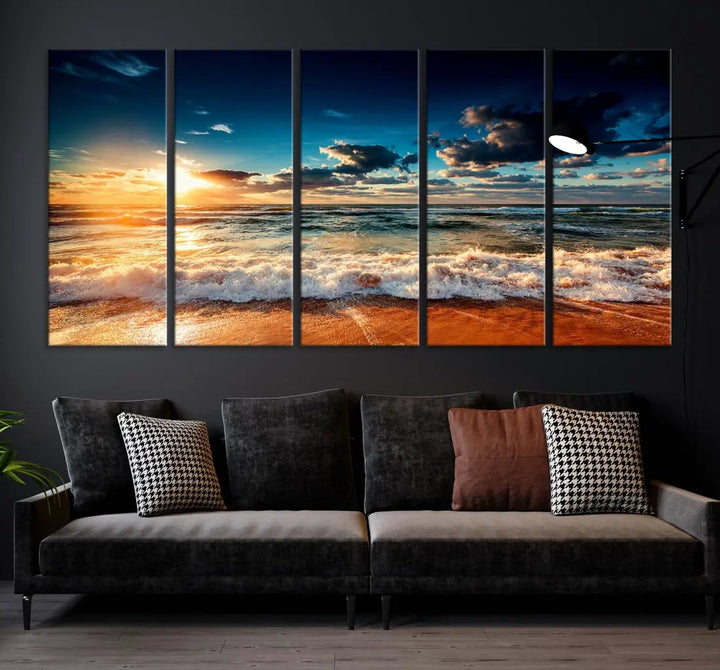 Wonderful Sunset and Beach Large Canvas Wall Art Giclee Print