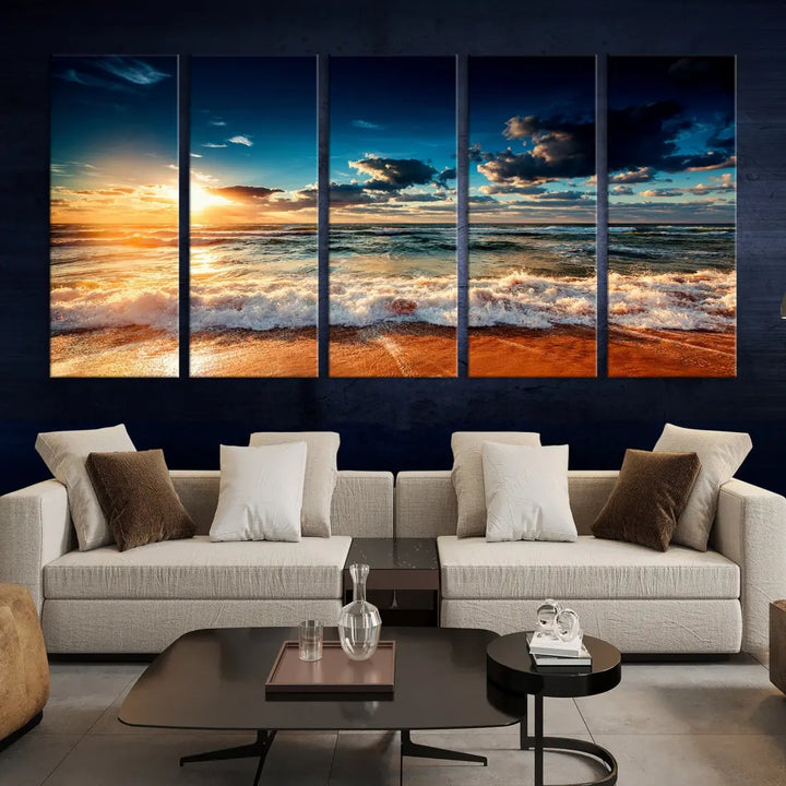 Wonderful Sunset and Beach Large Canvas Wall Art Giclee Print