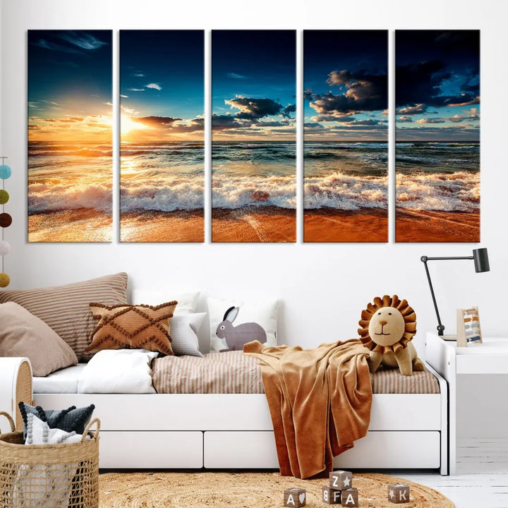 Wonderful Sunset and Beach Large Canvas Wall Art Giclee Print