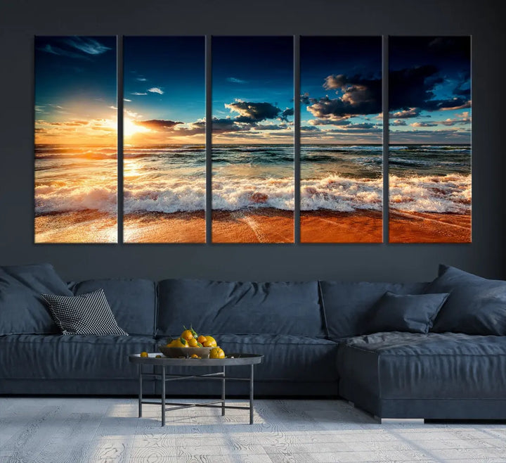 Wonderful Sunset and Beach Large Canvas Wall Art Giclee Print