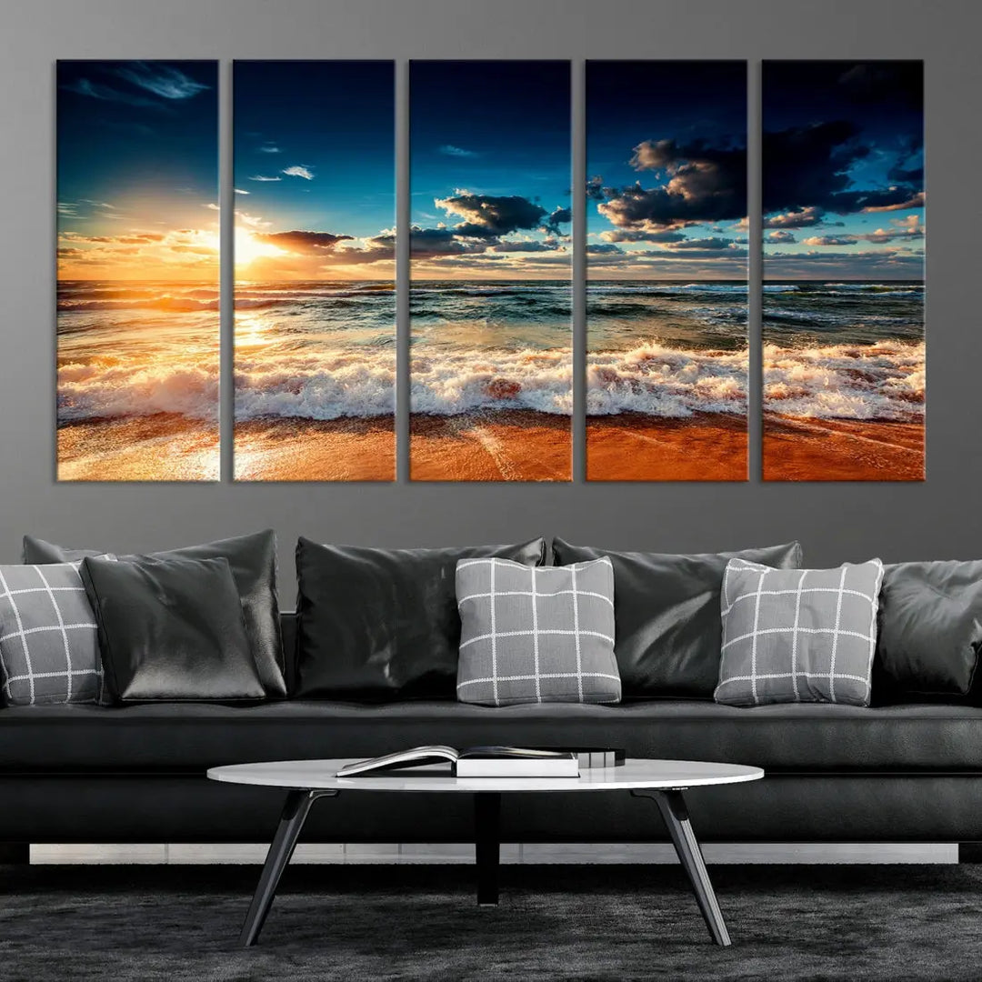 Wonderful Sunset and Beach Large Canvas Wall Art Giclee Print