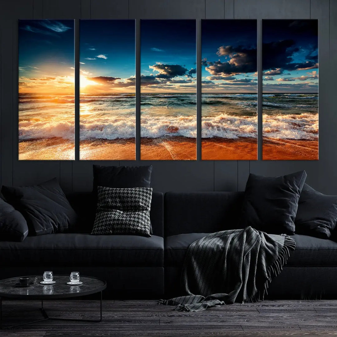 Wonderful Sunset and Beach Large Canvas Wall Art Giclee Print