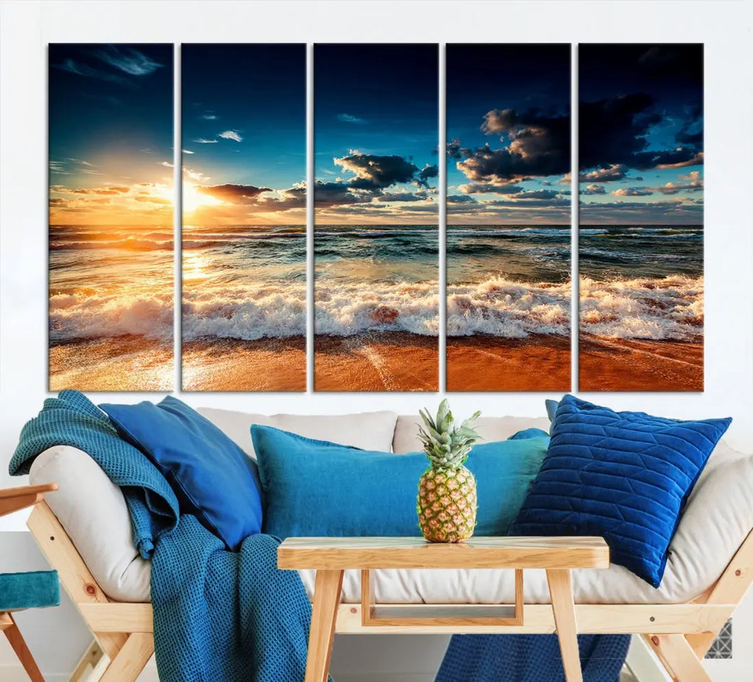 Wonderful Sunset and Beach Large Canvas Wall Art Giclee Print