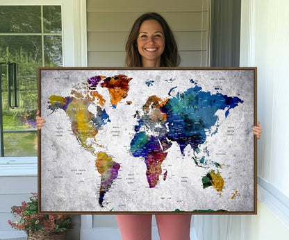 73670-MGV-CV-36X24-World Map Art Canvas Print