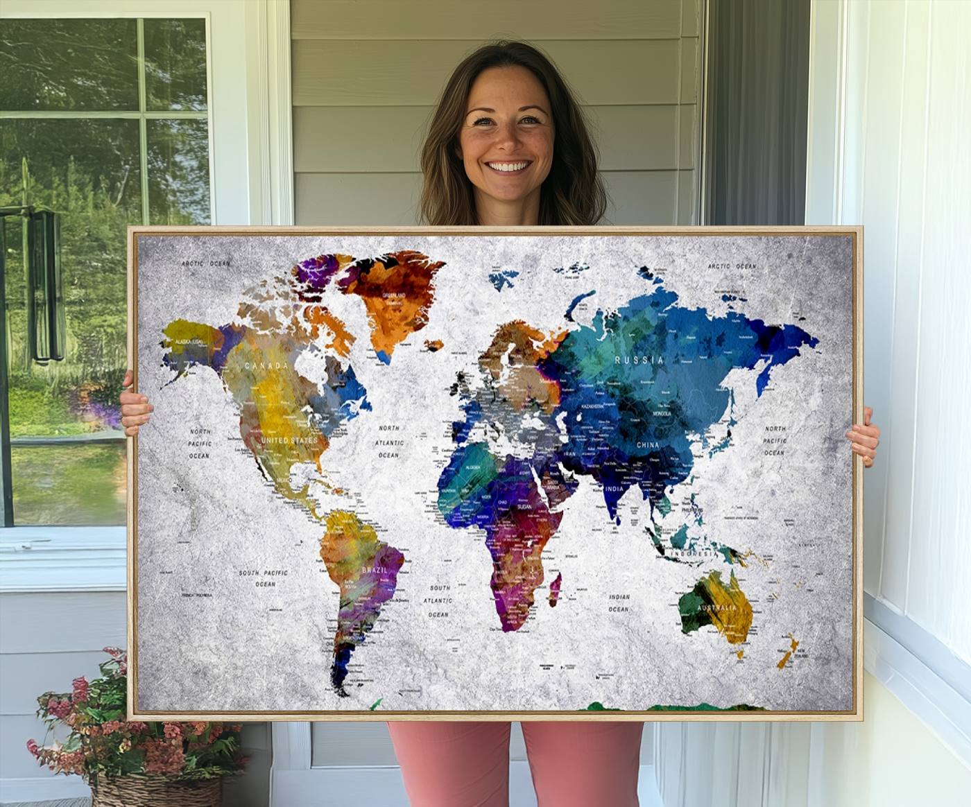 73670-MGV-CV-36X24-World Map Art Canvas Print