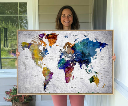 73670-MGV-CV-36X24-World Map Art Canvas Print