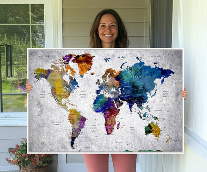 73670-MGV-CV-36X24-World Map Art Canvas Print
