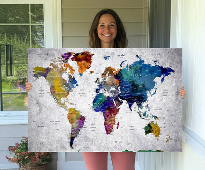 73670-MGV-CV-36X24-World Map Art Canvas Print