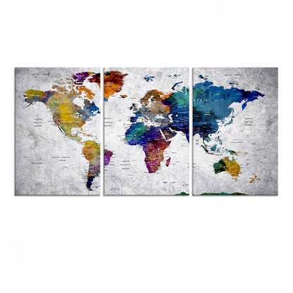 73670-MGV-CV-60X30-3P-World Map Art Canvas Print