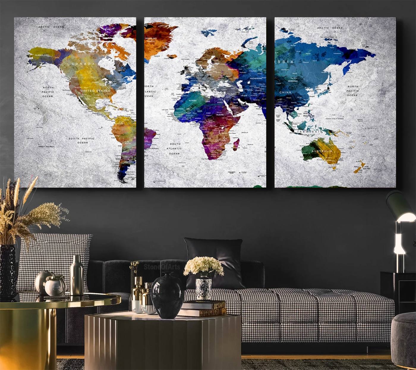 73670-MGV-CV-36X24-World Map Art Canvas Print